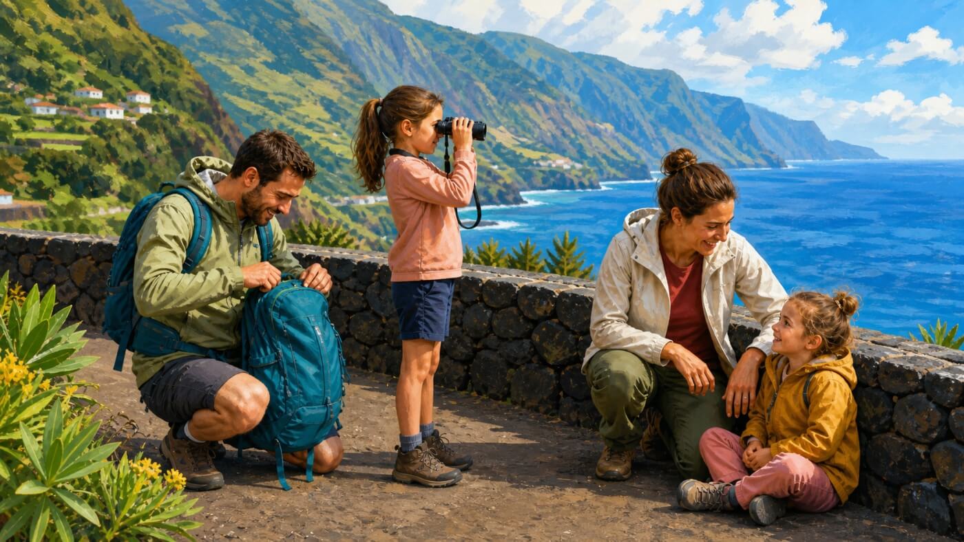 Une famille adapte sa sortie à Madère aux rythmes différents de deux enfants.