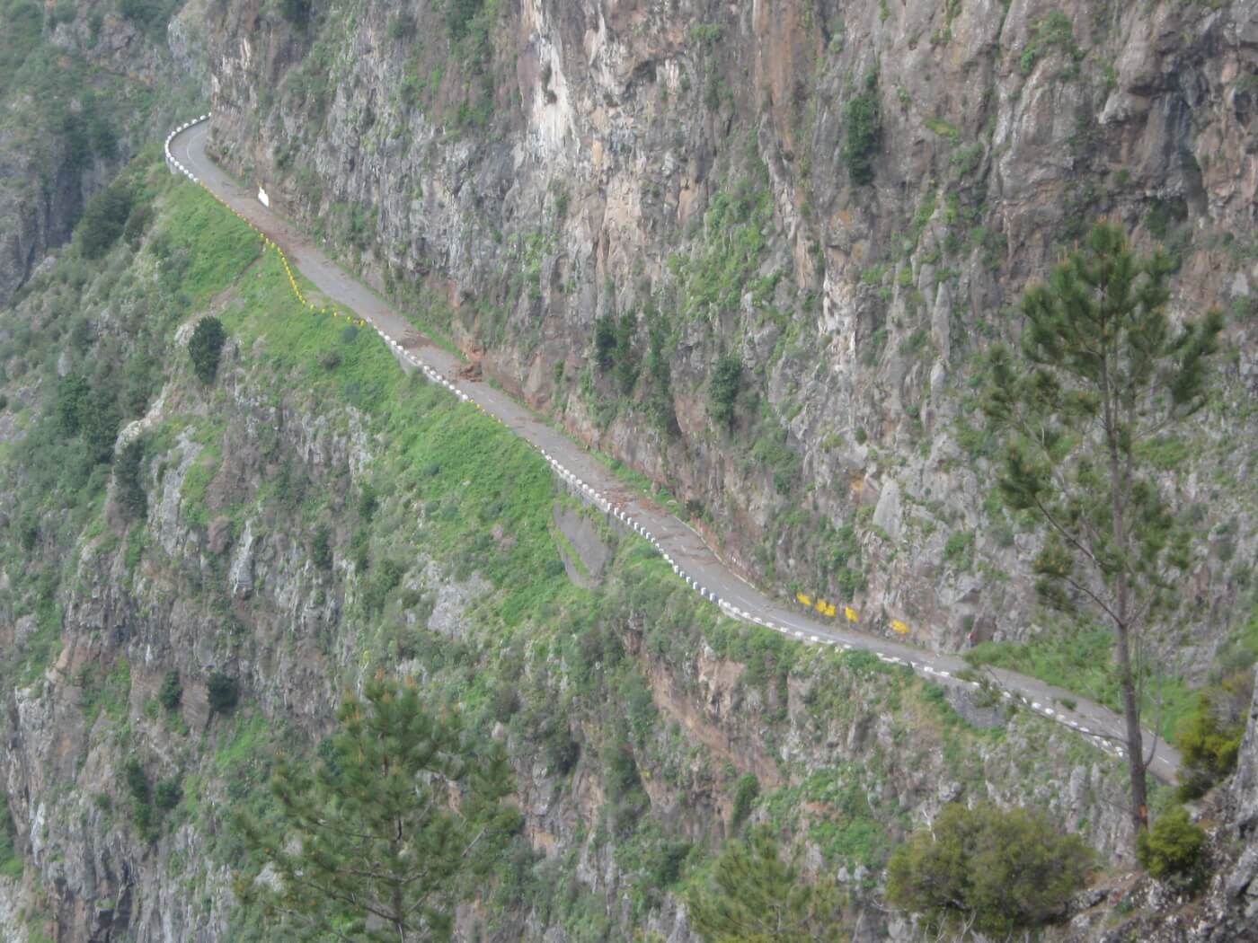 Route escarpée vers Curral das Freiras au cœur de Madère
